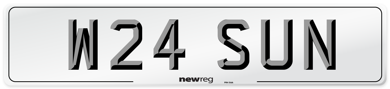 W24 SUN Rear Number Plate