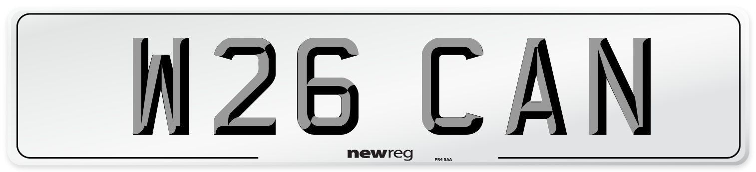 W26 CAN Rear Number Plate