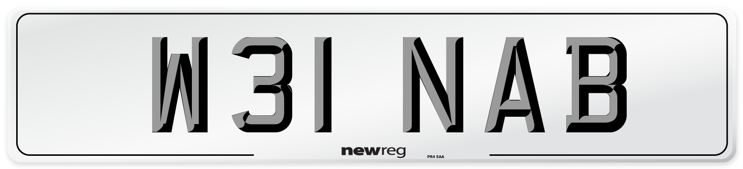 W31 NAB Rear Number Plate