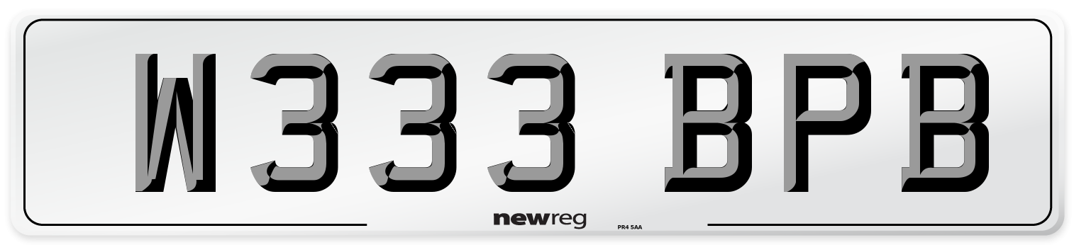 W333 BPB Number Plate from New Reg