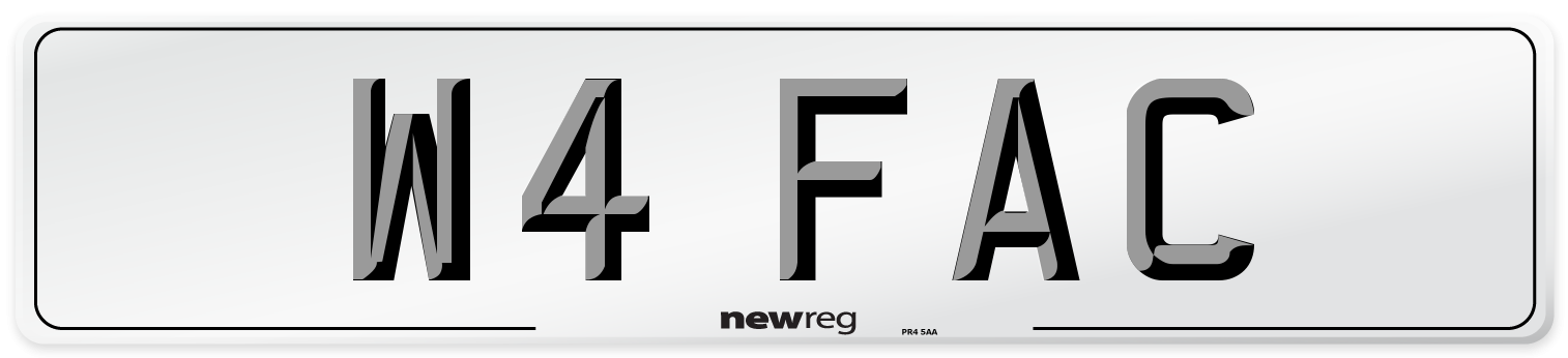 W4 FAC Rear Number Plate