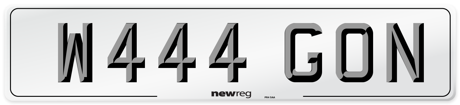 W444 GON Rear Number Plate