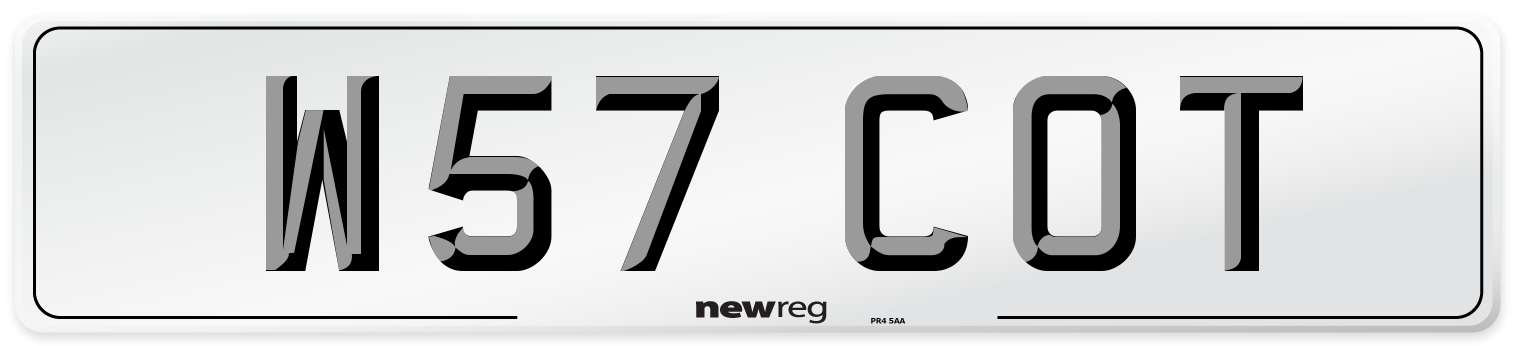 W57 COT Rear Number Plate