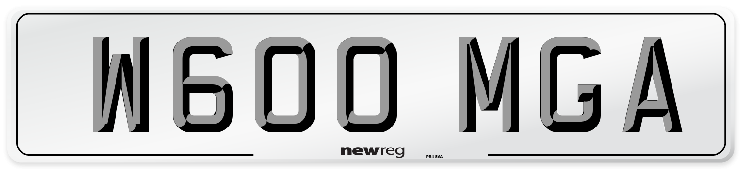 W600 MGA Number Plate from New Reg