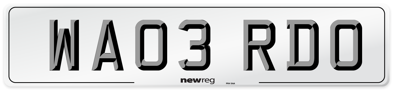WA03 RDO Rear Number Plate