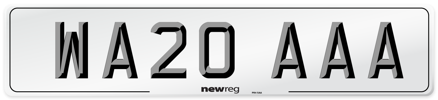 WA20 AAA Rear Number Plate