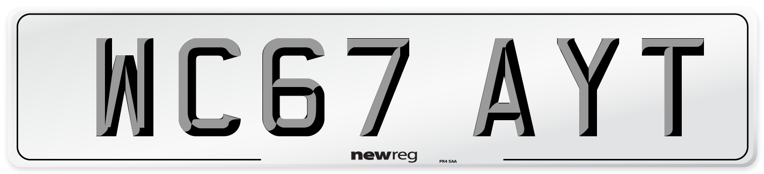 WC67 AYT Number Plate from New Reg