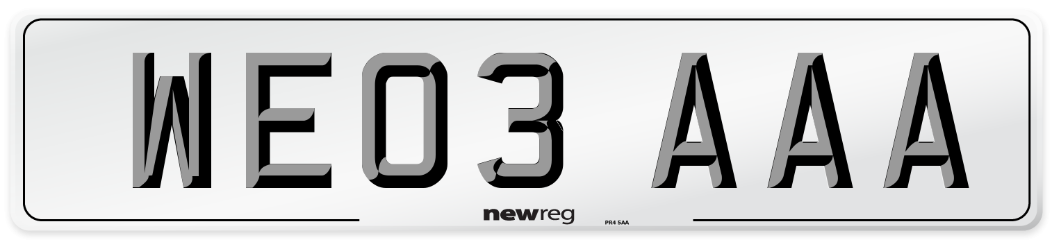 WE03 AAA Rear Number Plate