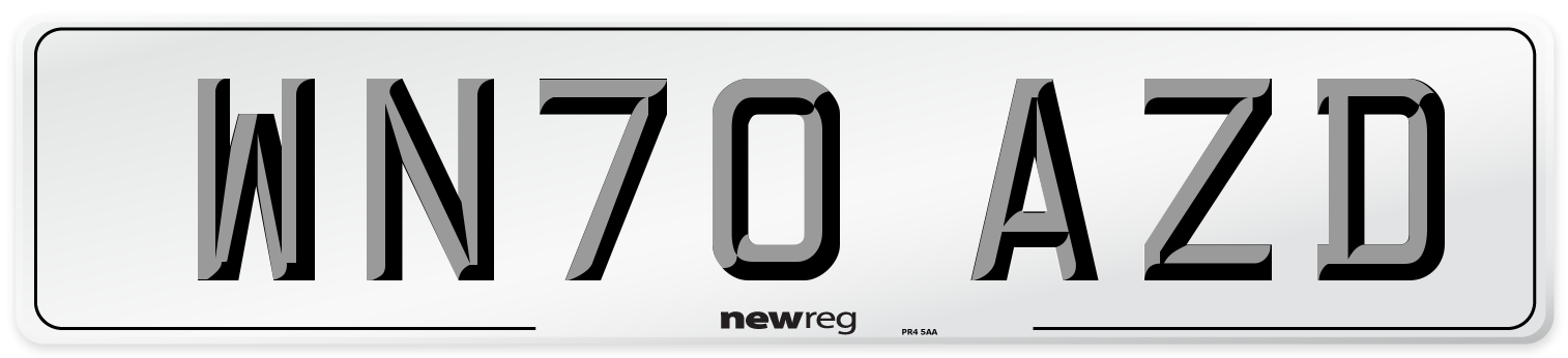 WN70 AZD Rear Number Plate