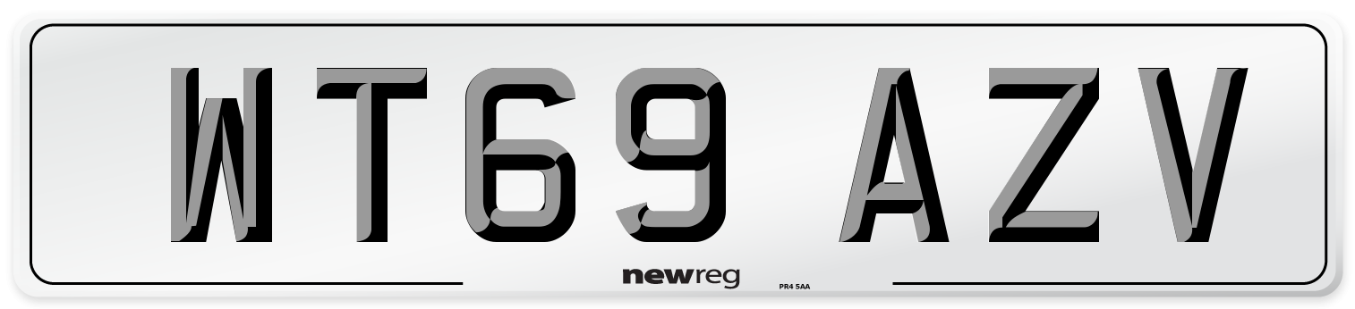 WT69 AZV Rear Number Plate