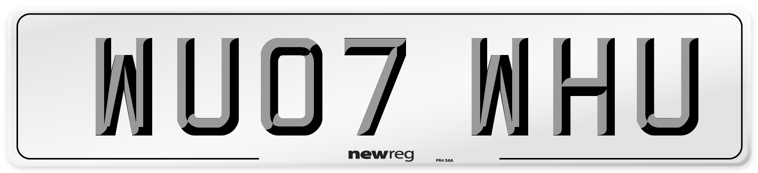 WU07 WHU Rear Number Plate