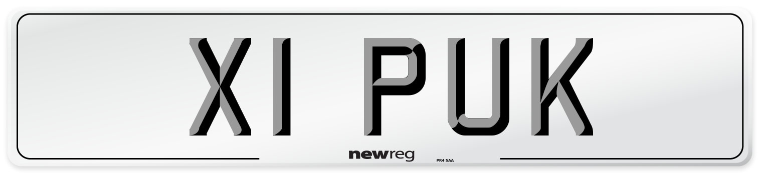 X1 PUK Rear Number Plate