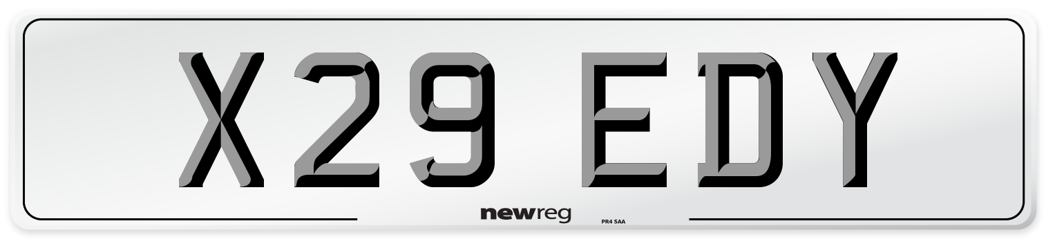 X29 EDY Rear Number Plate
