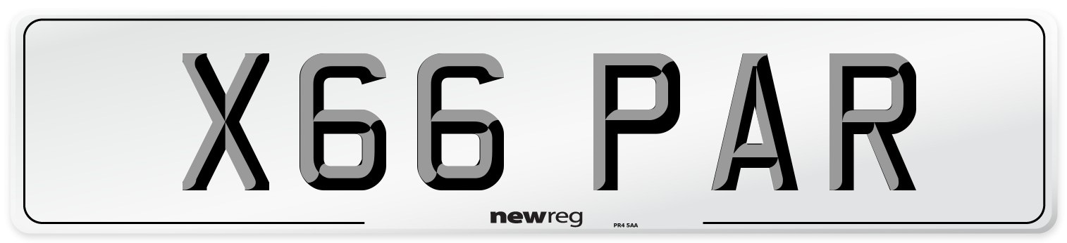 X66 PAR Rear Number Plate