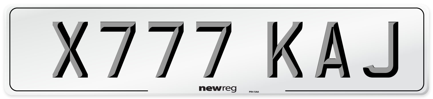 X777 KAJ Rear Number Plate