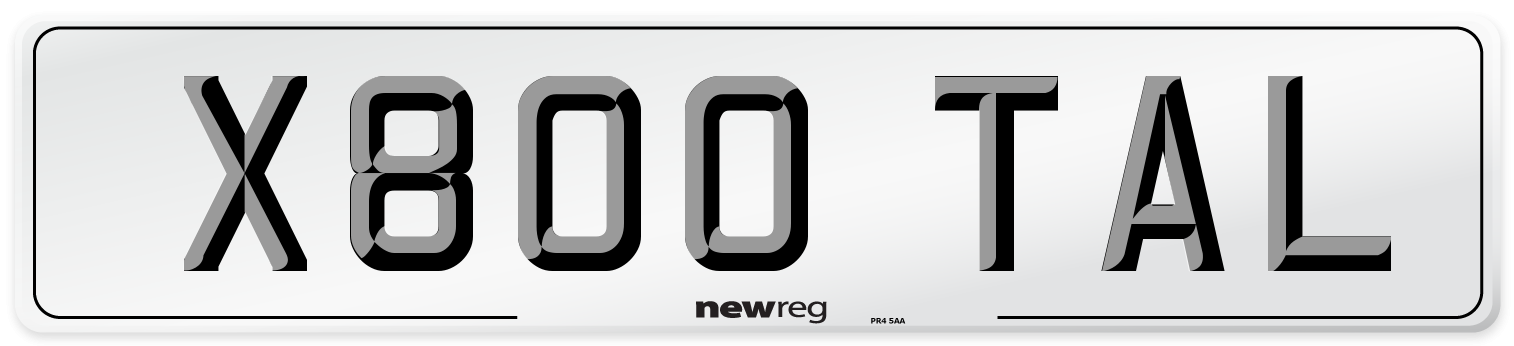 X800 TAL Number Plate from New Reg