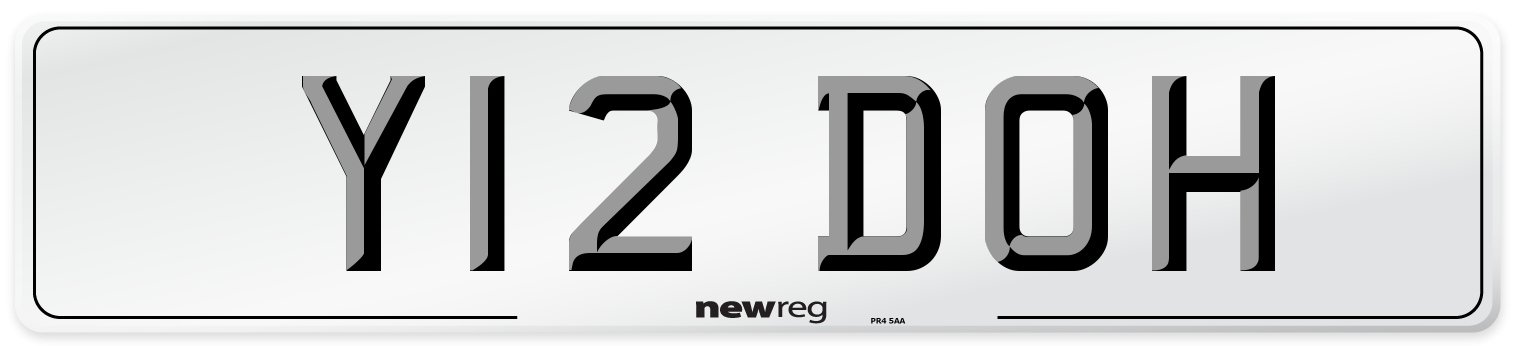 Y12 DOH Rear Number Plate