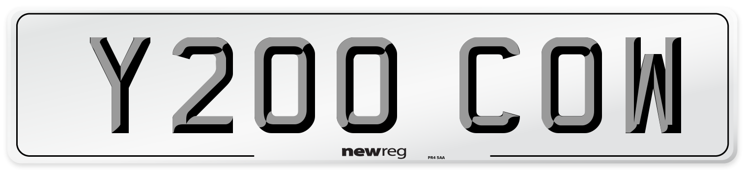 Y200 COW Rear Number Plate