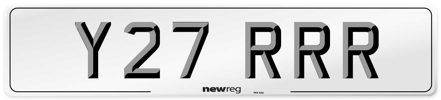 Y27 RRR Rear Number Plate