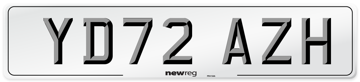 YD72 AZH Rear Number Plate