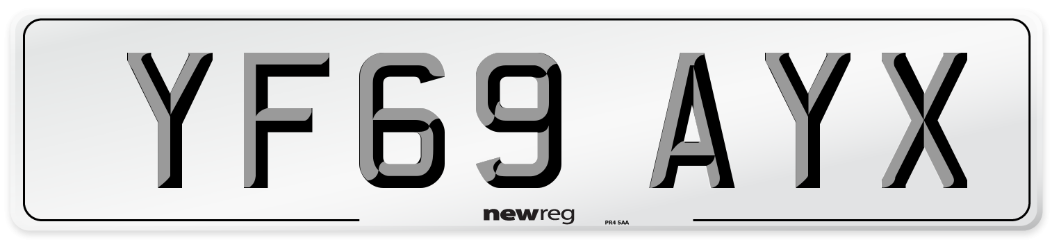 YF69 AYX Rear Number Plate