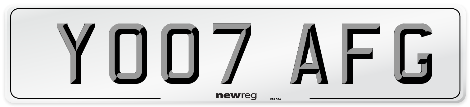 YO07 AFG Rear Number Plate