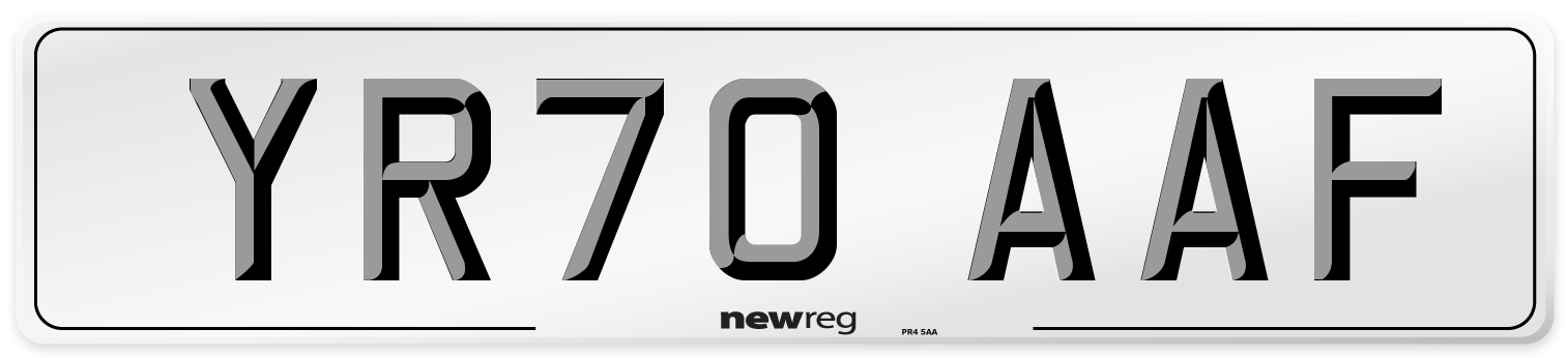 YR70 AAF Rear Number Plate