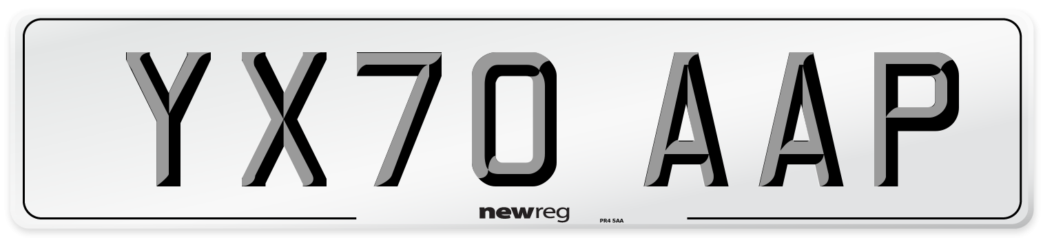 YX70 AAP Rear Number Plate