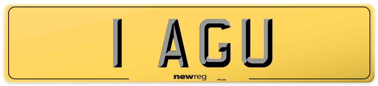 1 AGU Rear Number Plate