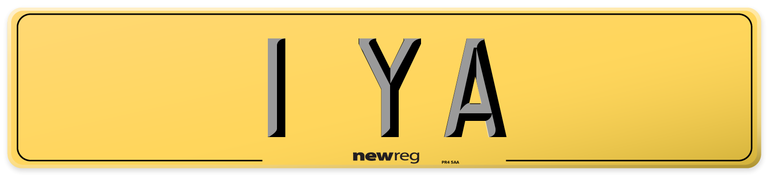 1 YA Rear Number Plate