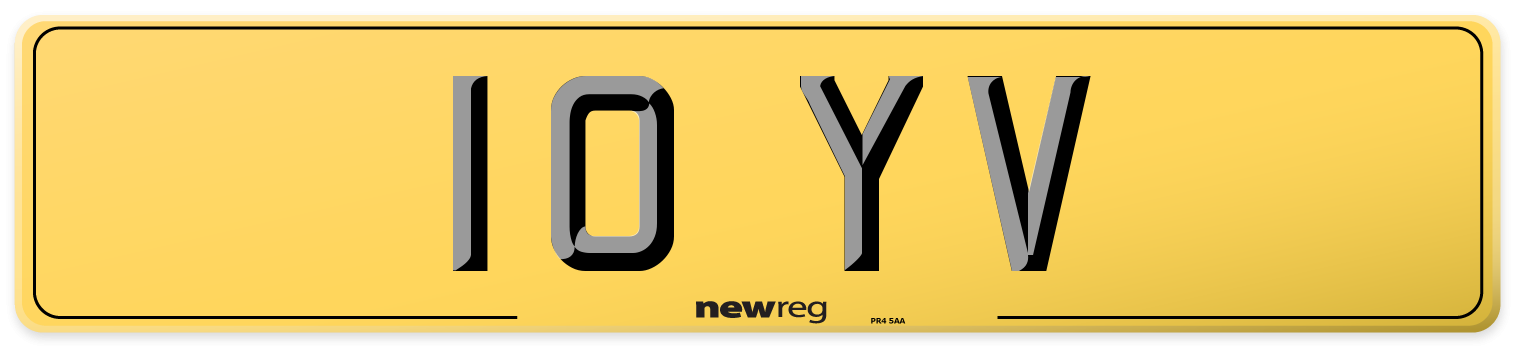 10 YV Rear Number Plate