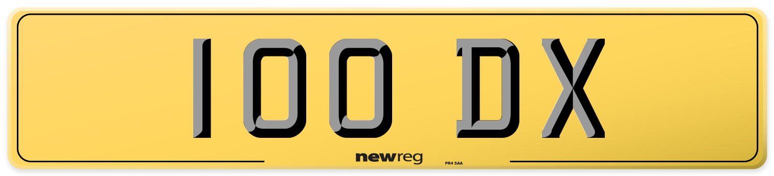 100 DX Rear Number Plate
