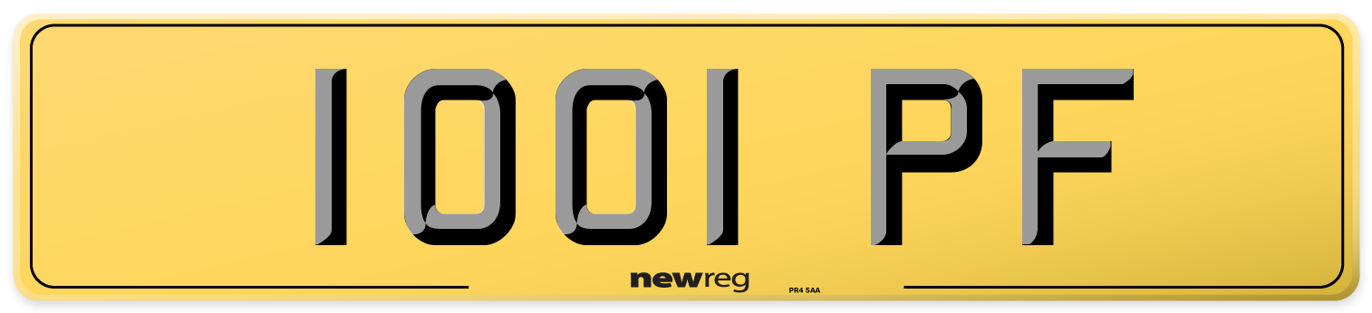 1001 PF Rear Number Plate