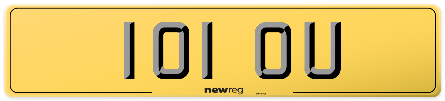 101 OU Rear Number Plate