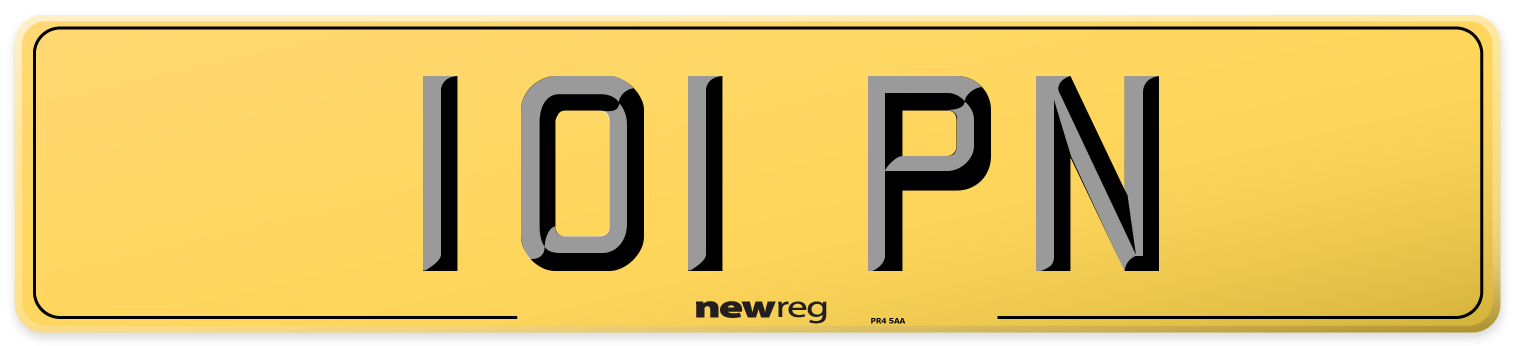 101 PN Rear Number Plate