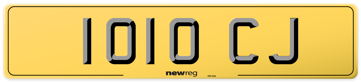 1010 CJ Rear Number Plate