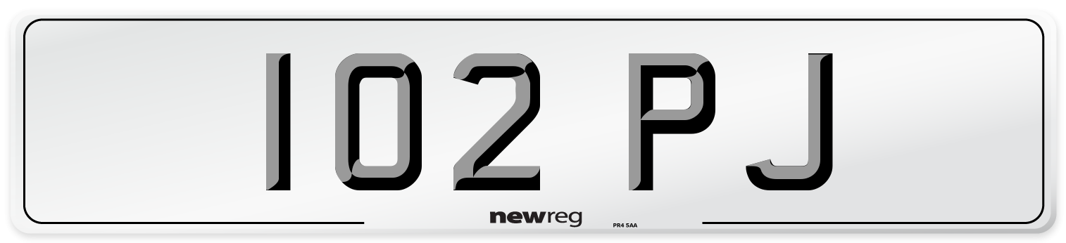 102 PJ Front Number Plate