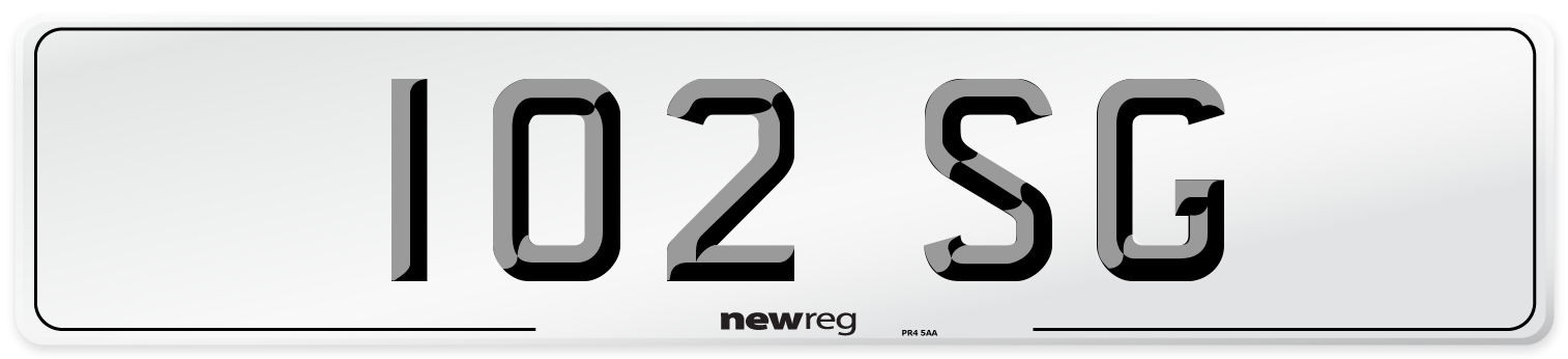 102 SG Front Number Plate