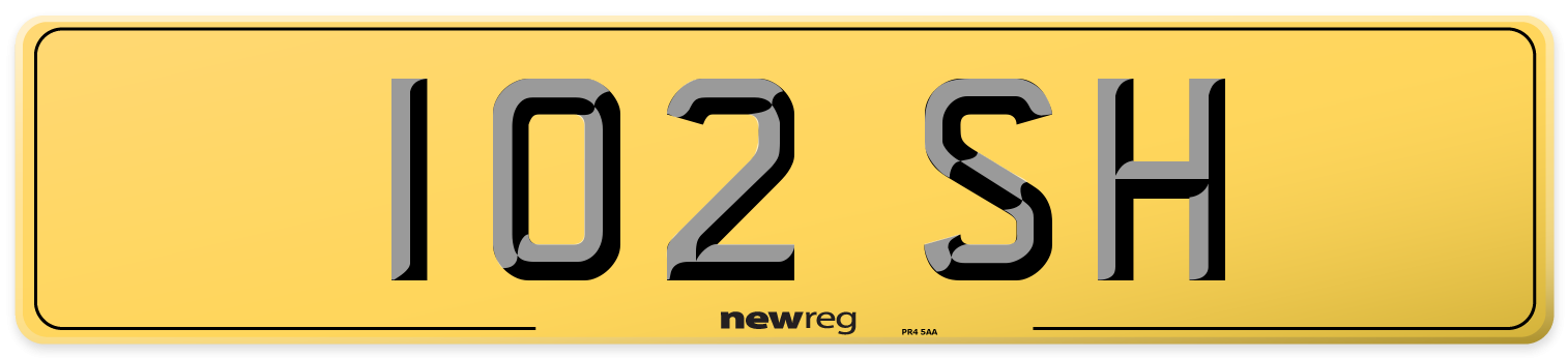 102 SH Rear Number Plate