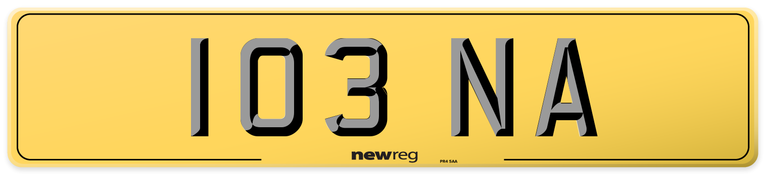 103 NA Rear Number Plate