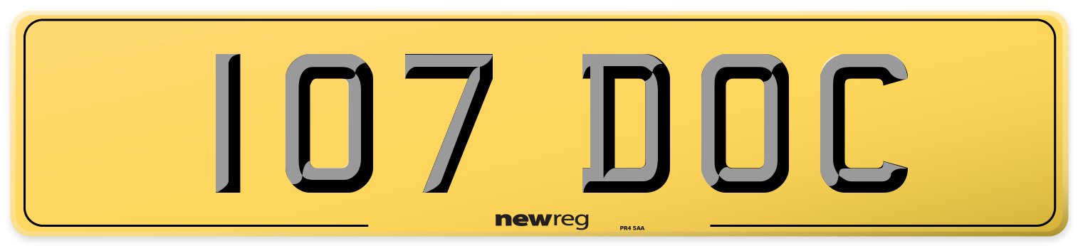 107 DOC Rear Number Plate