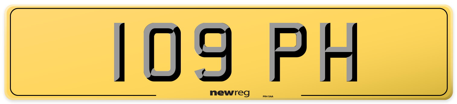 109 PH Rear Number Plate
