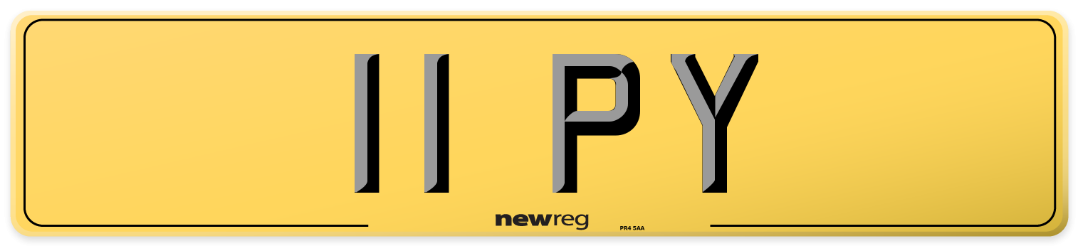 11 PY Rear Number Plate