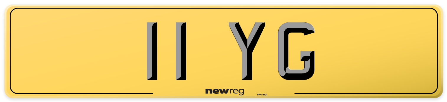 11 YG Rear Number Plate