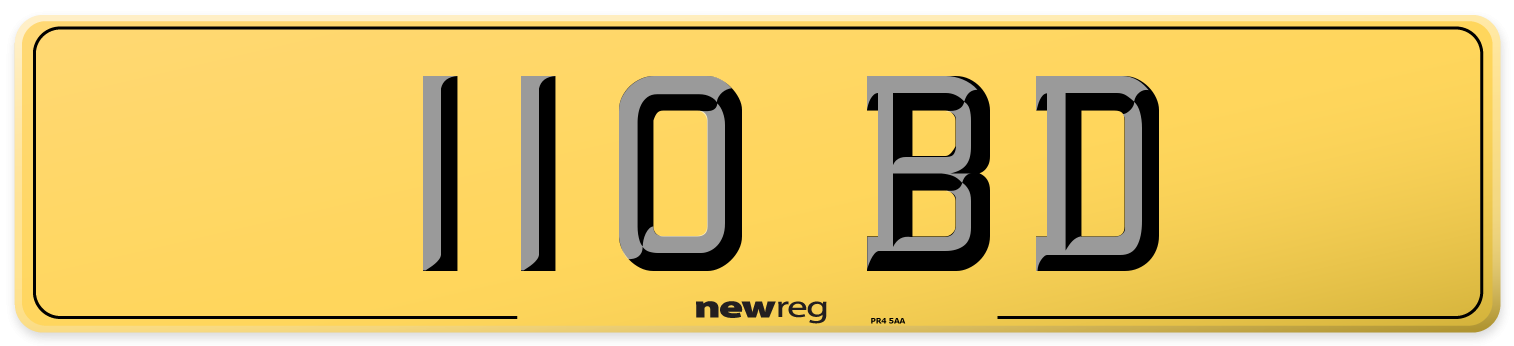 110 BD Rear Number Plate
