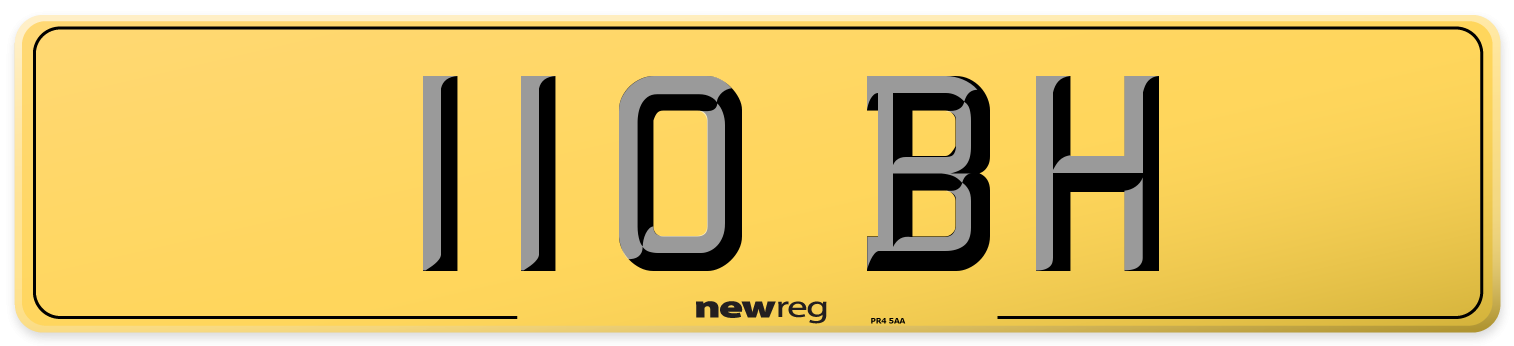 110 BH Rear Number Plate