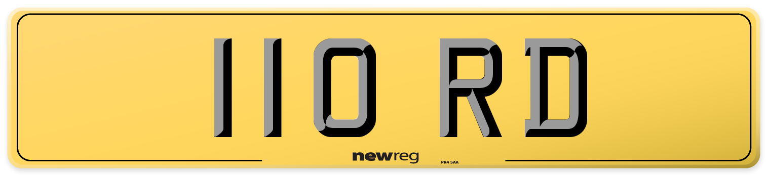 110 RD Rear Number Plate