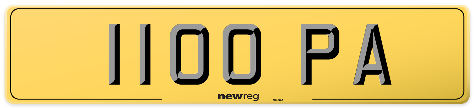 1100 PA Rear Number Plate
