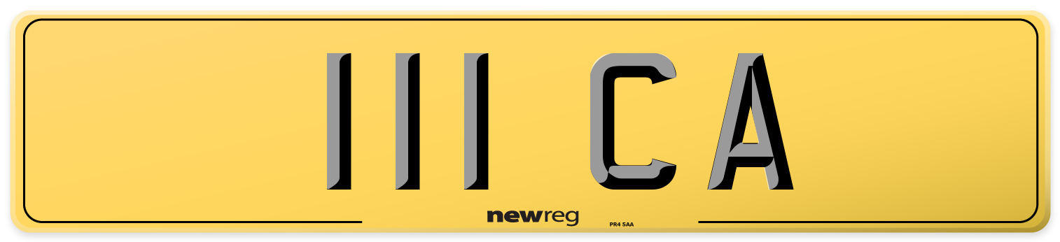 111 CA Rear Number Plate