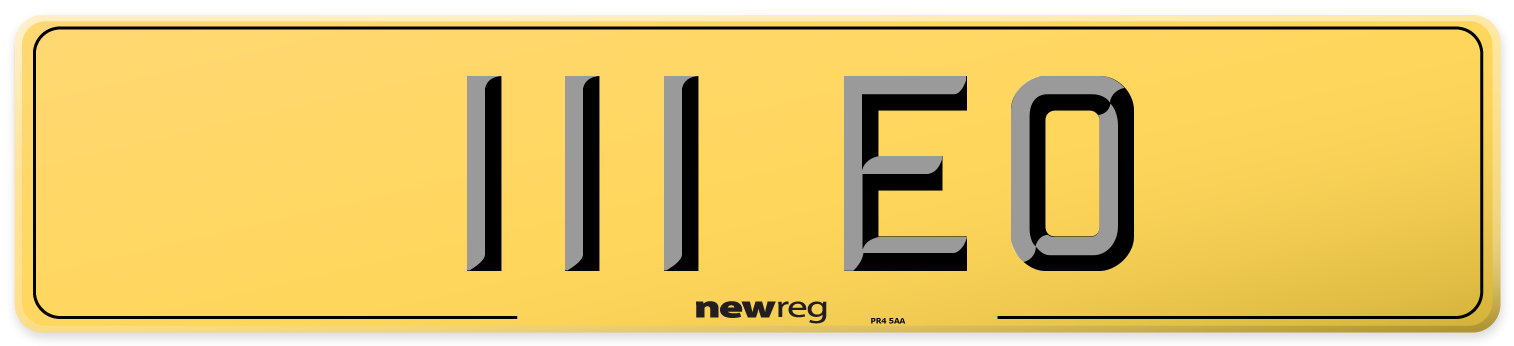 111 EO Rear Number Plate